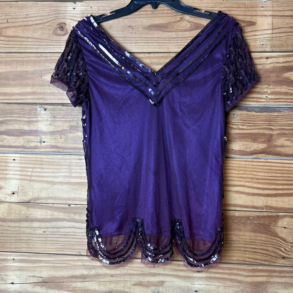 Cache Deep Purple Sequin Blouse . - image 4